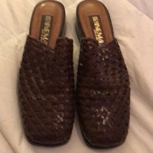 Sandals Leather Womens Dark Brown Slip Ons Sz 8